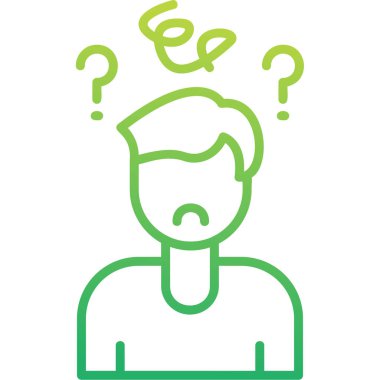 Soru işaretleri ile karışık adam simgesi. Basit tasarım 