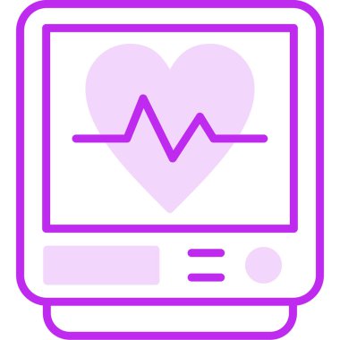 Ekranda kalp atış hızı simgesi olan akıllı aygıt, vektör, beyaz arkaplanda izole. Görüntü.