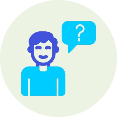 Müşteri Soru simgesi, vektör illüstrasyonu. Logotype. Konuşma balonunda soru işareti olan çocuk Avatar 'ı  