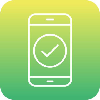 Tik işaretli telefon, vektör illüstrasyonu basit tasarım