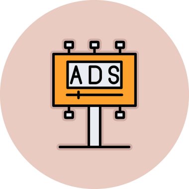 Reklam panosu simgesi, vektör illüstrasyonu basit tasarım