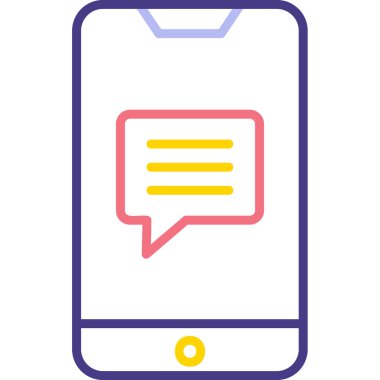 Ekran simgesinde konuşma balonu olan akıllı telefon, vektör illüstrasyon grafik tasarımı 