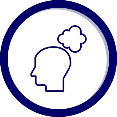 Düşünen baş simgesi, vektör çizimi basit tasarım