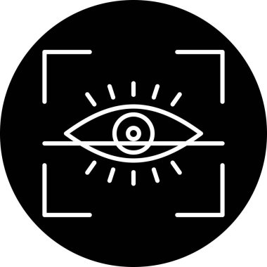 Göz Tarama Ağı simgesi, vektör illüstrasyonu. Tarama çerçevesi vektör ana hatları işaretli dijital göz