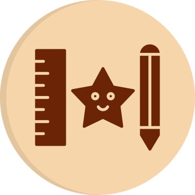 Cetvel, yıldız ve kalem. Web simgesi basit illüstrasyon 