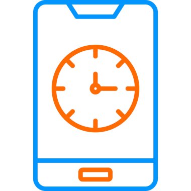 saat ve vektör illüstrasyonlu cep telefonu