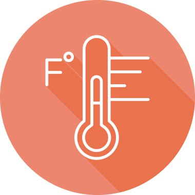 Fahrenheit Derece ile termometre simgesi, vektör illüstrasyonu