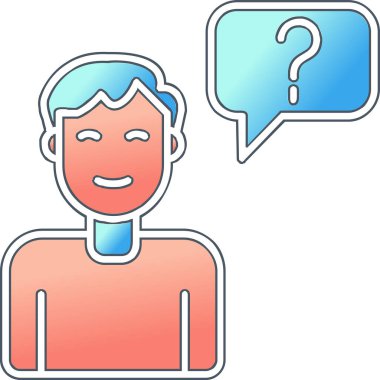 Müşteri Soru simgesi, vektör illüstrasyonu. Logotype. Konuşma balonunda soru işareti olan çocuk Avatar 'ı  