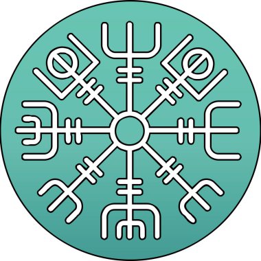 Vegvisir runik pusula simgesi, vektör illüstrasyonu.