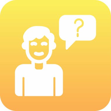 Müşteri Soru simgesi, vektör illüstrasyonu. Logotype. Konuşma balonunda soru işareti olan çocuk Avatar 'ı  