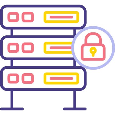 Şifrelenmiş sunucu simgesi, vektör illüstrasyonu basit tasarım