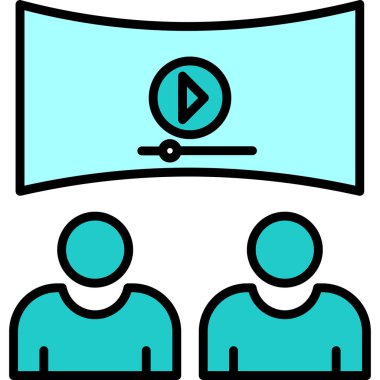 Viedeo izleyen insanlar, vektör illüstrasyonu basit tasarım