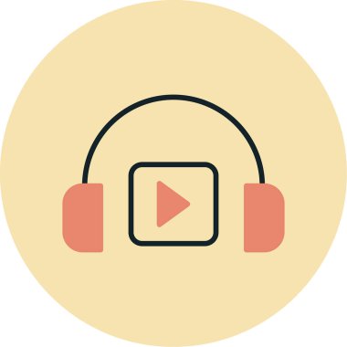Podacast Dinleme eşleşmeli ikon vektör çizimi