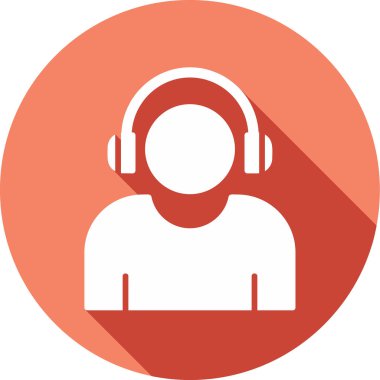 Etkilendirici kulaklık takar Web simgesi, vektör illüstrasyonu