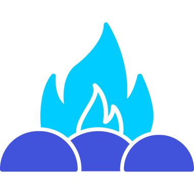 Kamp ateşi simgesi, vektör illüstrasyonu, düz tasarım 