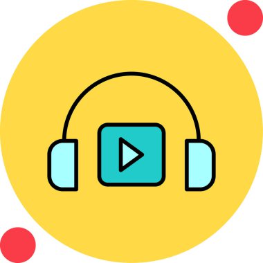 Podacast Dinleme eşleşmeli ikon vektör çizimi