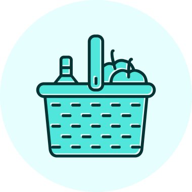 piknik sepeti simge vektör çizim