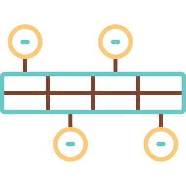 İş diyagramı simgesi. Ağ şeması simgesi. Veritabanı sembolü, vektör illüstrasyonu