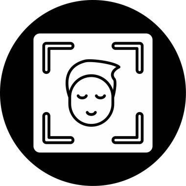 Yüz Tanıma vektör simgesi izole edildi. Yüz logosu taranıyor.