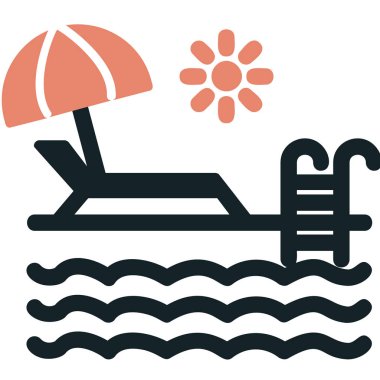 yüzme havuzu ikonu vektör illüstrasyonu