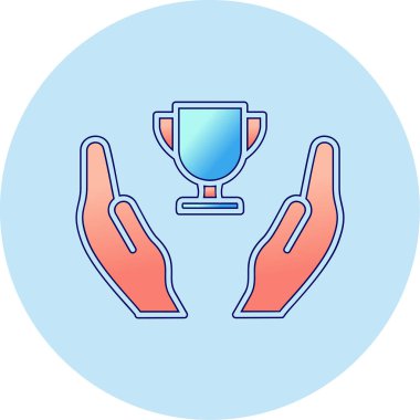 Galibiyet, kupa vektör simgesi ile eller