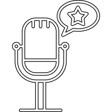Retro mikrofon simgesi, vektör illüstrasyonlu Star Podcast