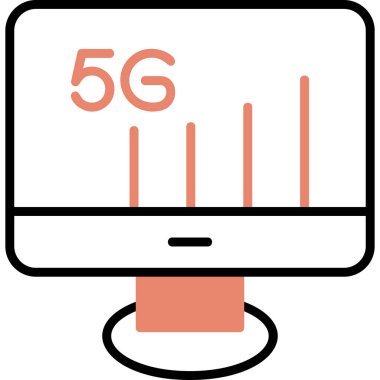 5G Monitör. Web simgesi basit illüstrasyon          