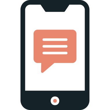 Ekran simgesinde konuşma balonu olan akıllı telefon, vektör illüstrasyon grafik tasarımı 