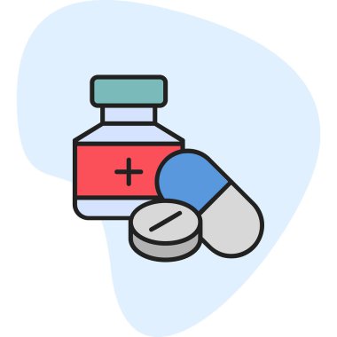 ilaç hapları simgesi, basit vektör illüstrasyonu 