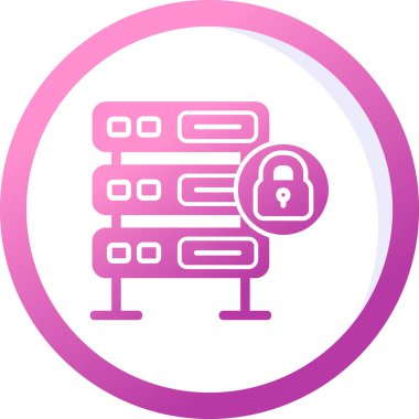 Şifrelenmiş sunucu simgesi, vektör illüstrasyonu basit tasarım