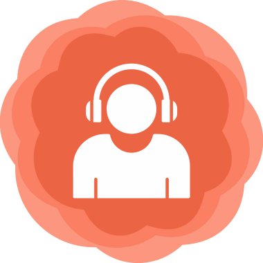 Etkilendirici kulaklık takar Web simgesi, vektör illüstrasyonu