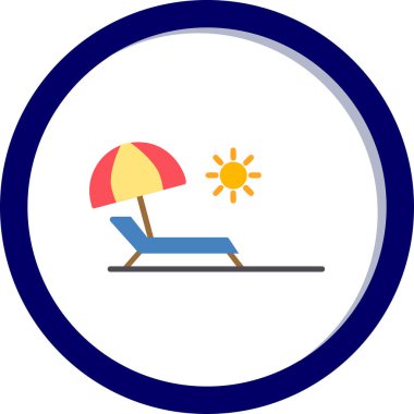 Yaz tatili, plaj ikonu, vektör illüstrasyonu