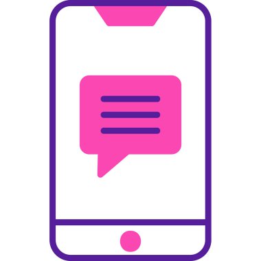 Ekran simgesinde konuşma balonu olan akıllı telefon, vektör illüstrasyon grafik tasarımı 