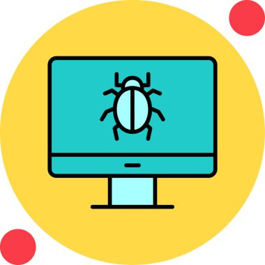 bilgisayar virüsü simgesi, vektör illüstrasyonu basit tasarım