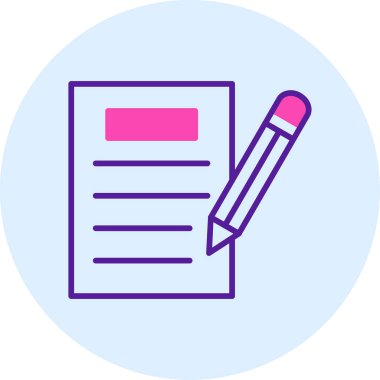 kalem ile doküman. Web simgesi basit illüstrasyon