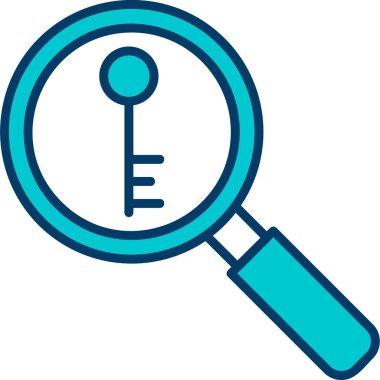 Anahtarlı büyüteç, vektör illüstrasyonu basit tasarım