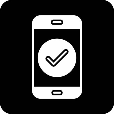 Tik işaretli telefon, vektör illüstrasyonu basit tasarım