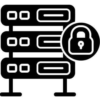 Şifrelenmiş sunucu simgesi, vektör illüstrasyonu basit tasarım