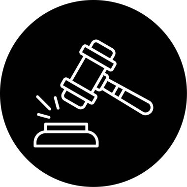 Yargıç çekiç ikonu, vektör illüstrasyonu. Gavel.                               