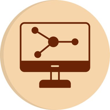 Bilgisayar Simülasyonu simgesi, vektör illüstrasyonu basit tasarım