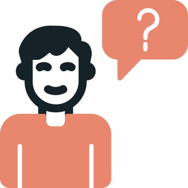 Müşteri Soru simgesi, vektör illüstrasyonu. Logotype. Konuşma balonunda soru işareti olan çocuk Avatar 'ı  