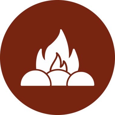 Kamp ateşi simgesi, vektör illüstrasyonu, düz tasarım 