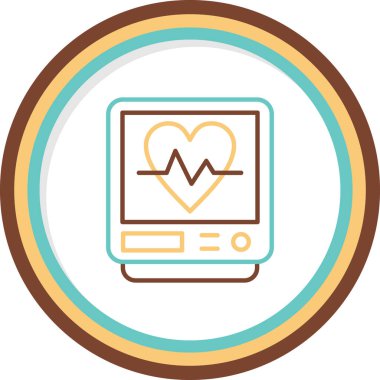 Ekranda kalp atış hızı simgesi olan akıllı aygıt, vektör, beyaz arkaplanda izole. Görüntü.