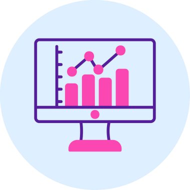 çevrimiçi bar grafikli bilgisayar ekranı, web simgesi basit illüstrasyon