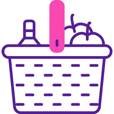 piknik sepeti simge vektör çizim