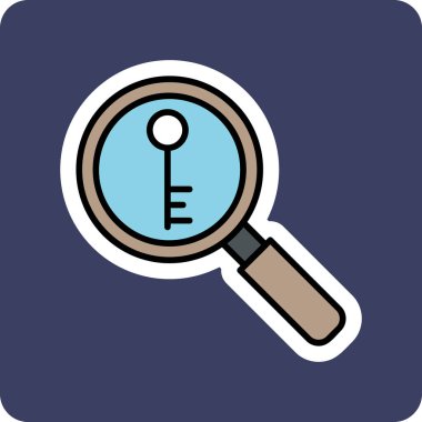 Anahtarlı büyüteç, vektör illüstrasyonu basit tasarım