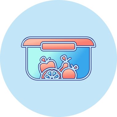 Gıda kabı simgesi, vektör illüstrasyonu basit tasarım