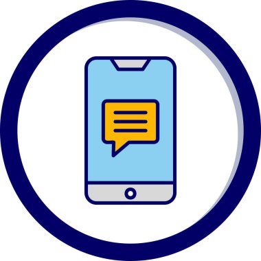 Ekran simgesinde konuşma balonu olan akıllı telefon, vektör illüstrasyon grafik tasarımı 