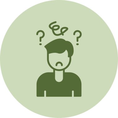 Soru işaretleri ile karışık adam simgesi. Basit tasarım 