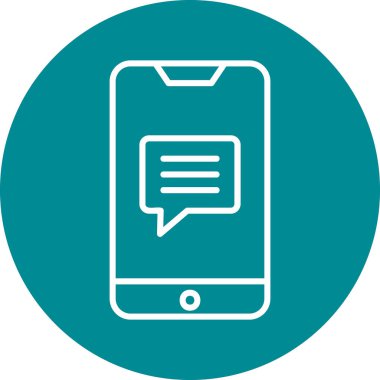 Ekran simgesinde konuşma balonu olan akıllı telefon, vektör illüstrasyon grafik tasarımı 